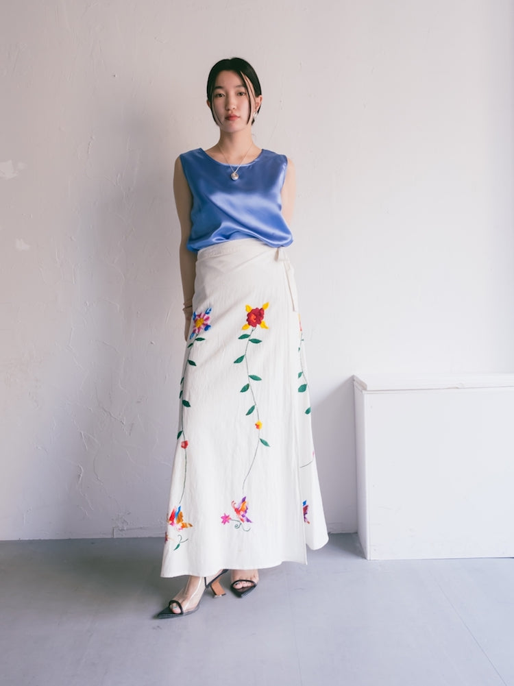 White Embroidery Wrap Skirt