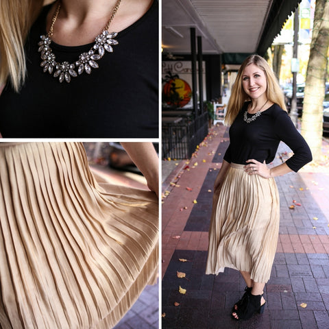 Boutique Elise's Gold Pleated Skirt