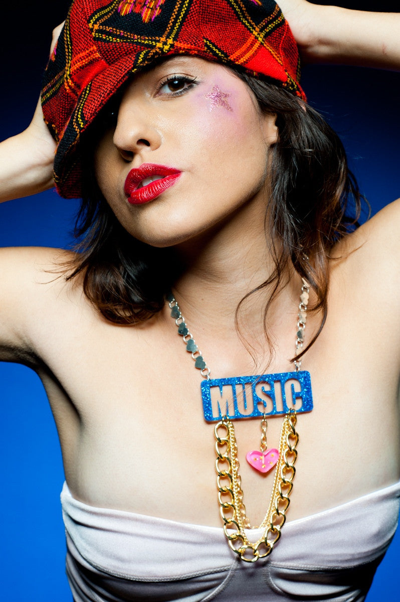 TRiXY STARR - Music Necklace, Gold/Blue/Silver/Pink - The Giant Peach - 1