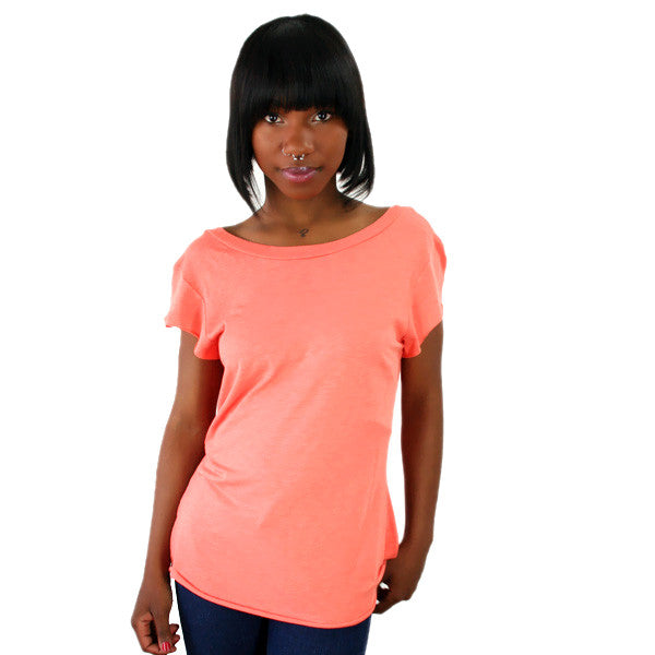Blue Life - U-Turn Deep Scoop Back Women's Top, Carrot - The Giant Peach