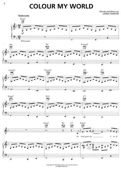 colour my world piano vocal chicago coulsons sheet music color my world sheet music