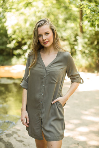 Quincy Dress in Olive - Vinnie Louise