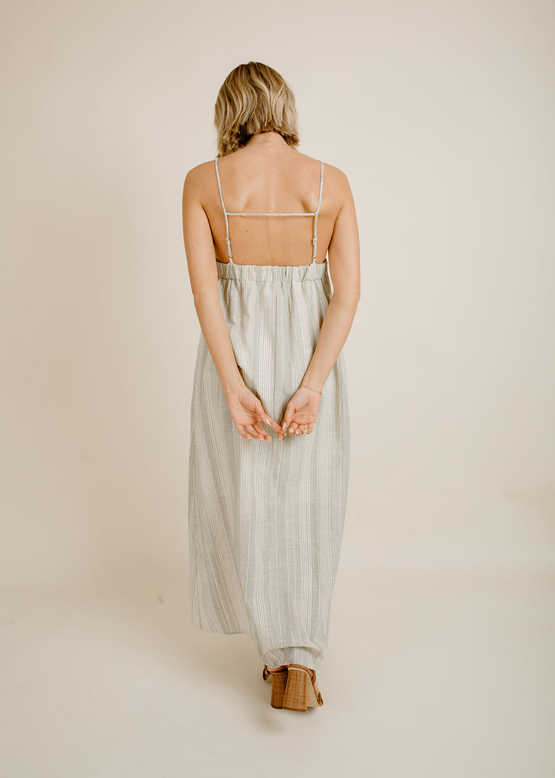 Roman Striped Midi Dress - Ivory Olive