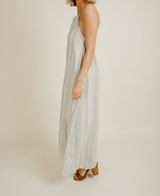 Roman Striped Midi Dress - Ivory Olive