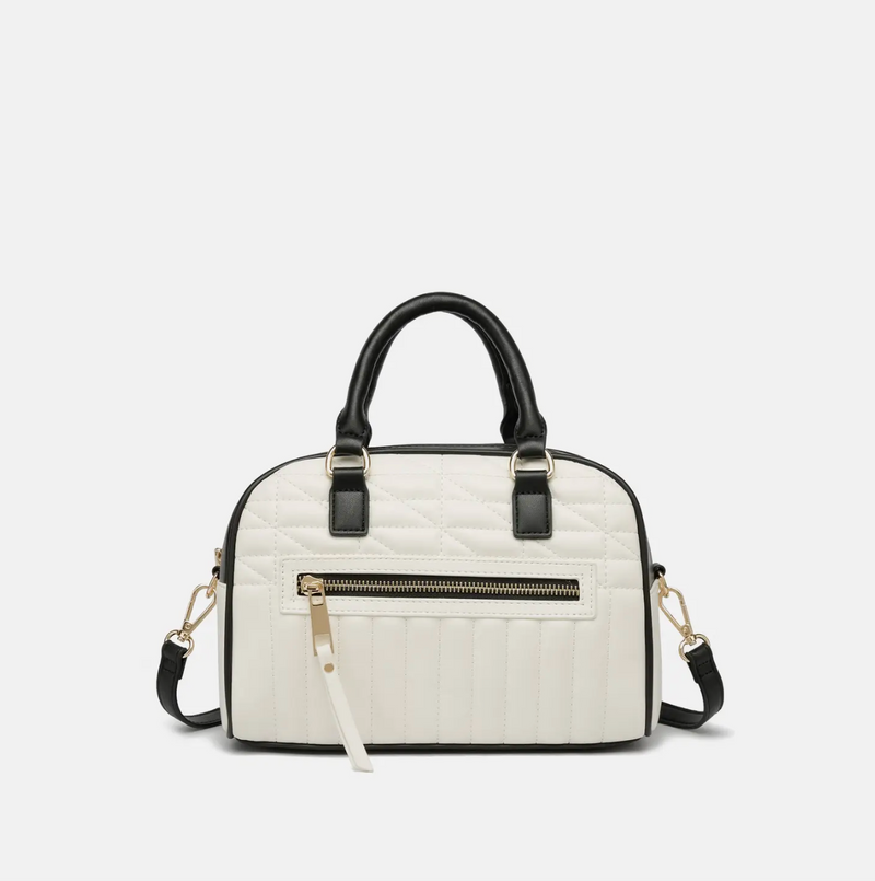 Diana Mini Bowling Satchel Bag - Black/White