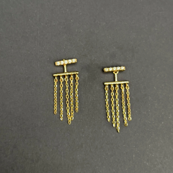 Ear Kit - CZ Bar with Fringe Jackets