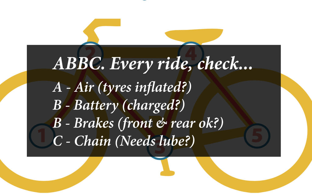 Electric bike ABBC pre-ride check 