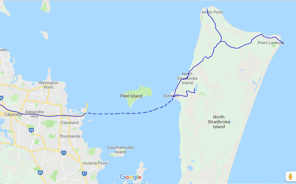 Stradbroke Island: 2-Days Bikepacking by eBike, Route Map