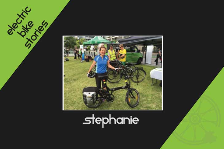 Electric Bike Stories - Stephanie at Ride2Work Day with her A2B Kuo+ Folding Electric Bike