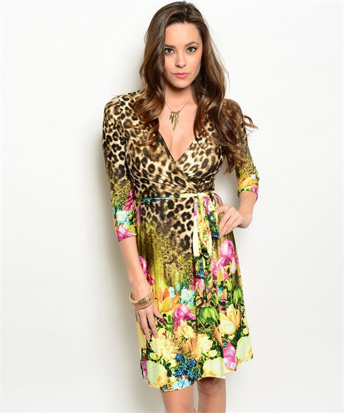 leopard and floral dress