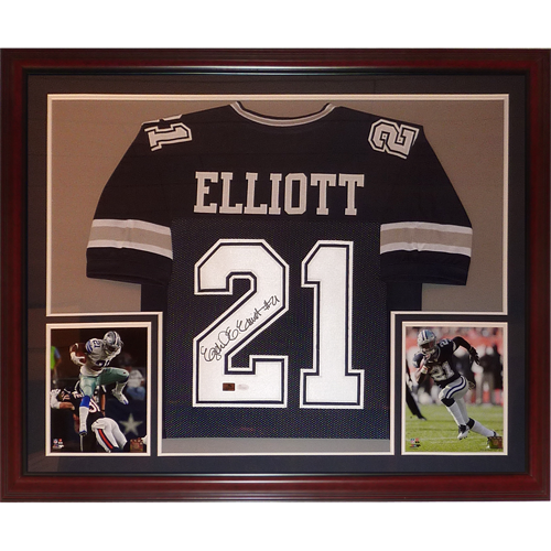 i won a signed Ezekiel Elliott jersey on the official NFL auction website.  never in my life would i have expected to have something so special like  this. i got it framed