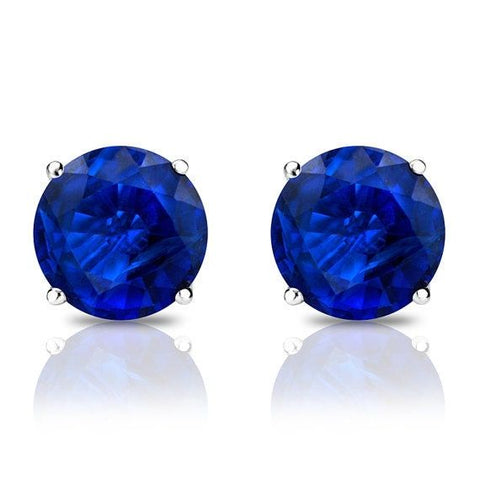 Sapphire stud earrings-Gift for Mom-Graduation gift-Gold earnings-Gift for here-Natural sapphire earrings-Handmade sapphire stud earrings