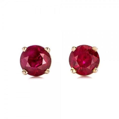 Ruby stud earrings 1/2 carat-Red ruby-Handmade Ruby stud earrings-14 k Yellow gold earnings-Natural  Ruby-July Birthstone-Xmas gift