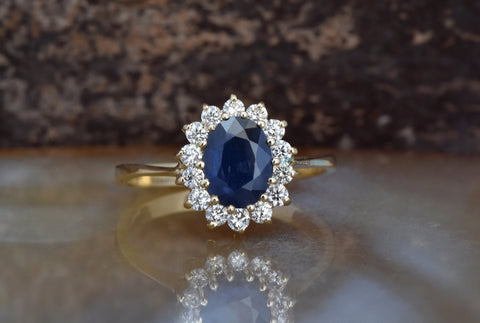 Sapphire halo engagement ring