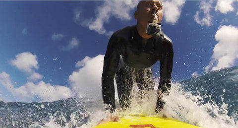 Ramon Navarro Legendary Chilean surfer uses the Pro Standard Grill Mount mouth mount for GoPro Cameras