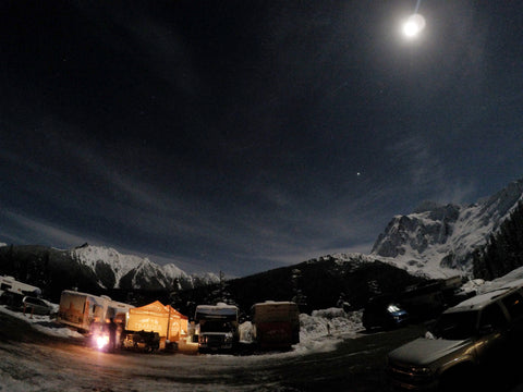 Traeger Grills below Mt Shuksan Full moon