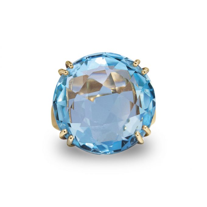 One of a Kind Capri Cut Blue Topaz Ring