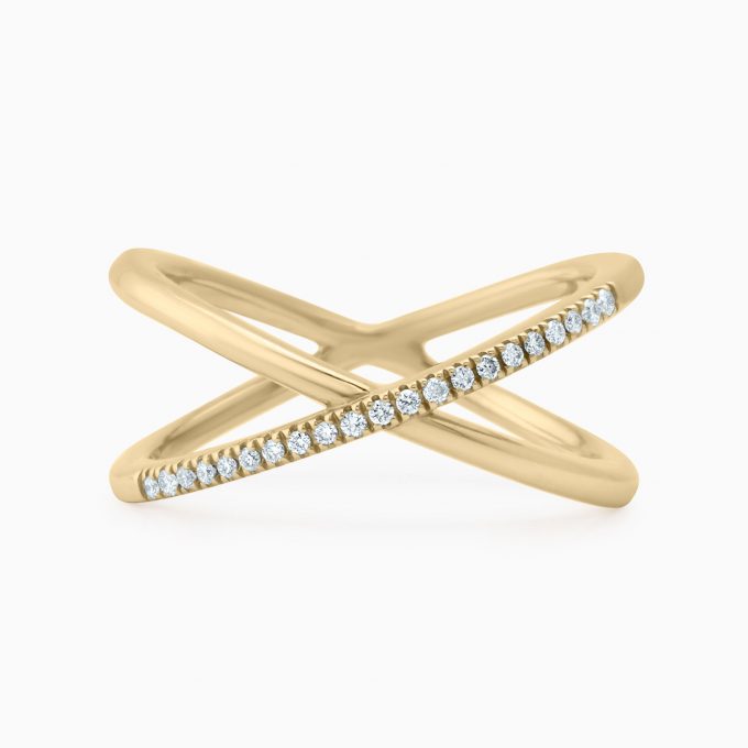 “X” Ring with Diamond Pave