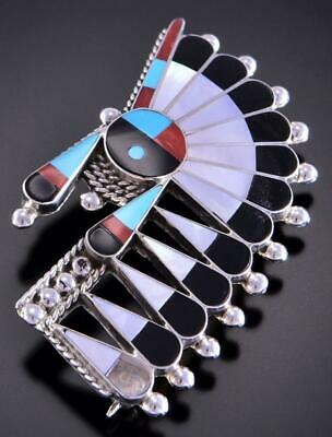 Silver Multistone Zuni Inlay Sunface Pendant & Brooch by Fabian