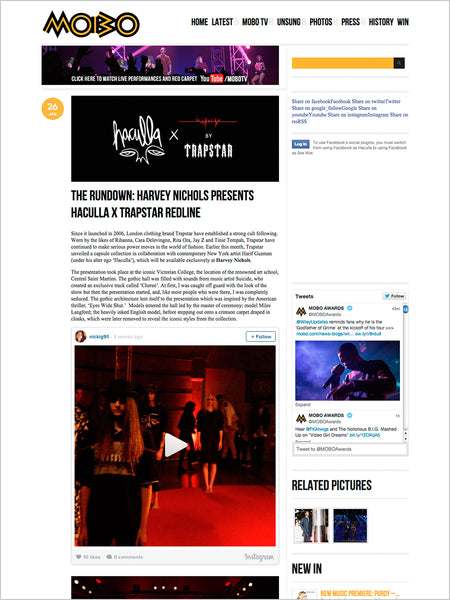 Haculla Featured on Mobo: The Rundown: Harvey Nichols Presents Haculla X Trapstar Redline