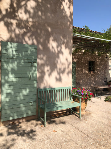 Green bench in Provence France