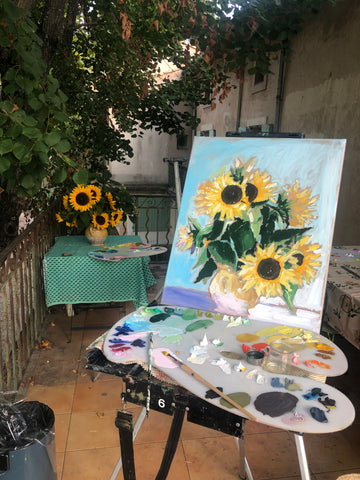 Painting Sunflowers in Provence, France