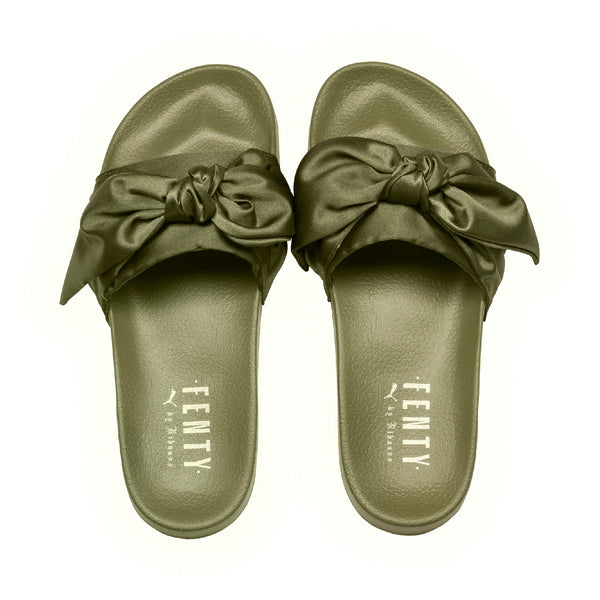 green rihanna bow slide