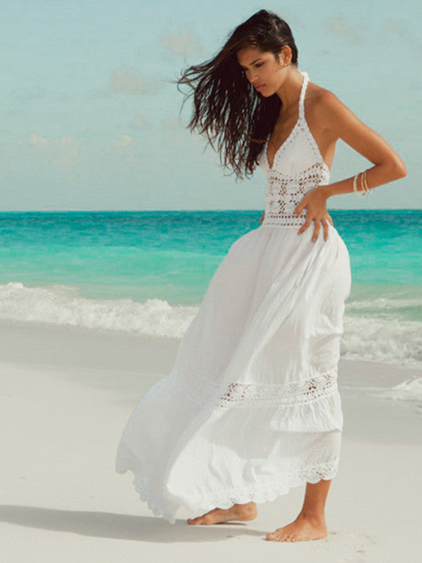 white halter maxi