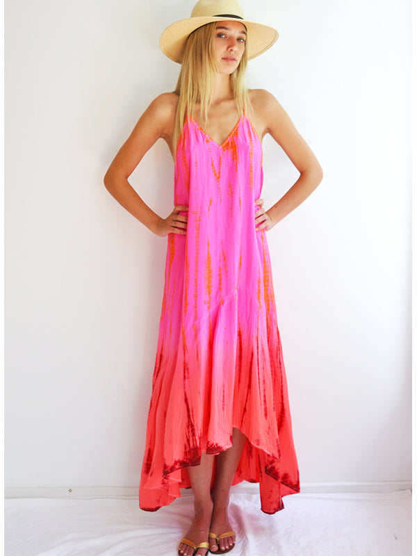 neon silk dress