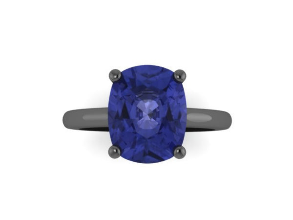 14k Black Gold French Vintage 3 0 Ct Blue Sapphire Solitaire And Wedding Ring Bridal Set R401s 14kbbs Art Masters Jewelry