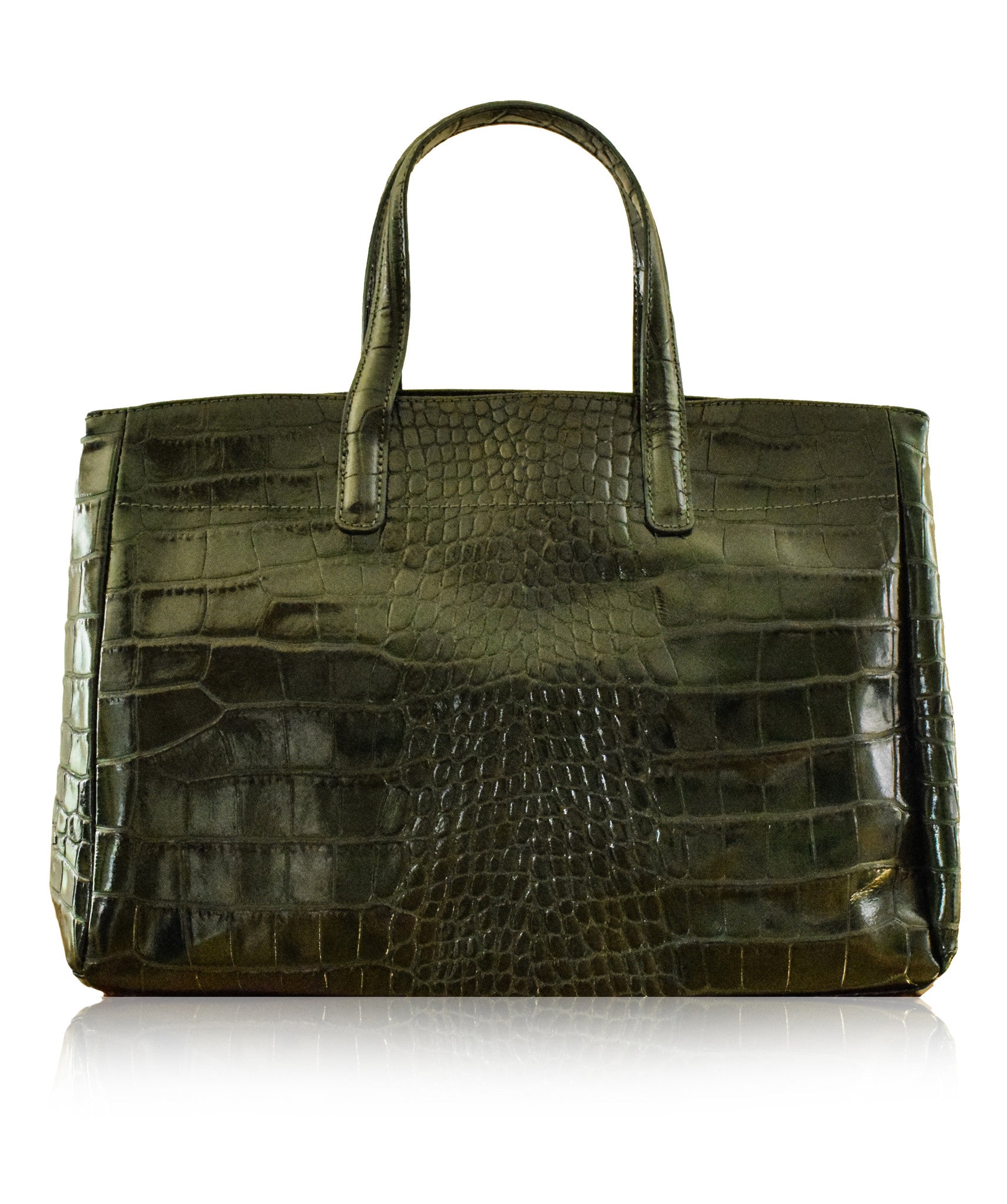 GODENZO Green Longchamp Roseau Style Italian Leather Tote Bag | Florence Leather Collection
