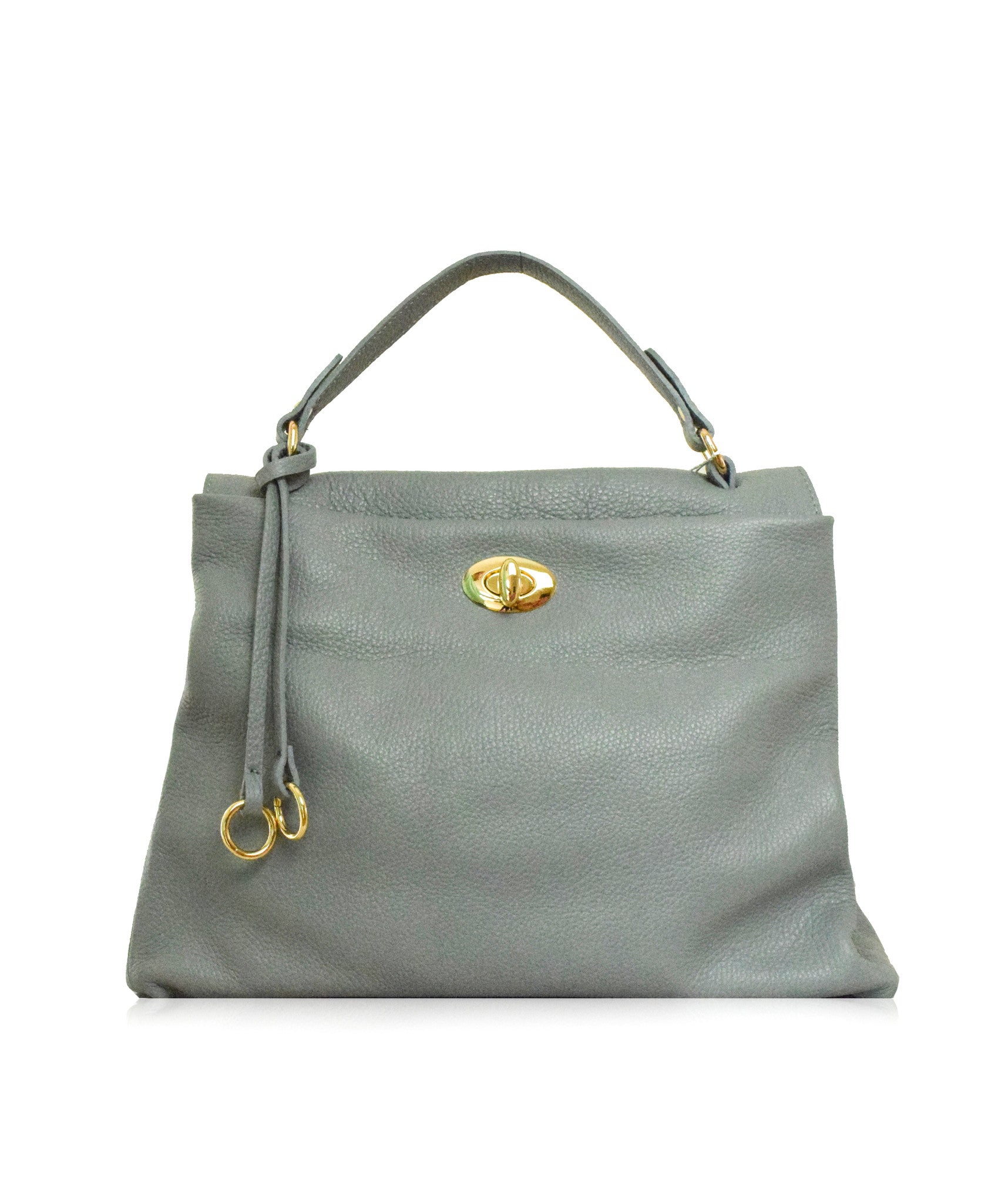POGGIO Grey Soft Grainy Leather Shoulder Bag| Tote Bag | Florence Leather Collection