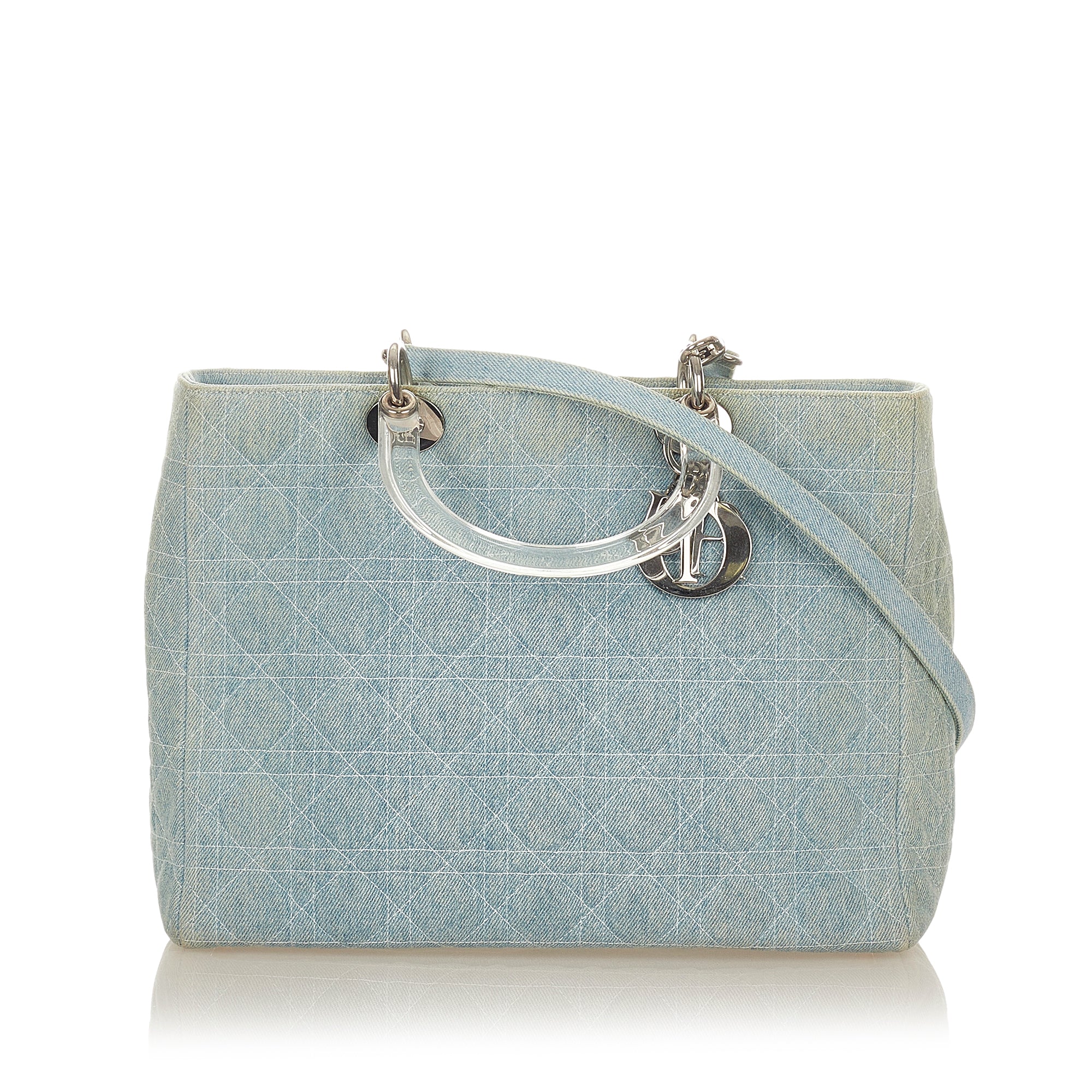 Cannage Lady Dior Denim Satchel