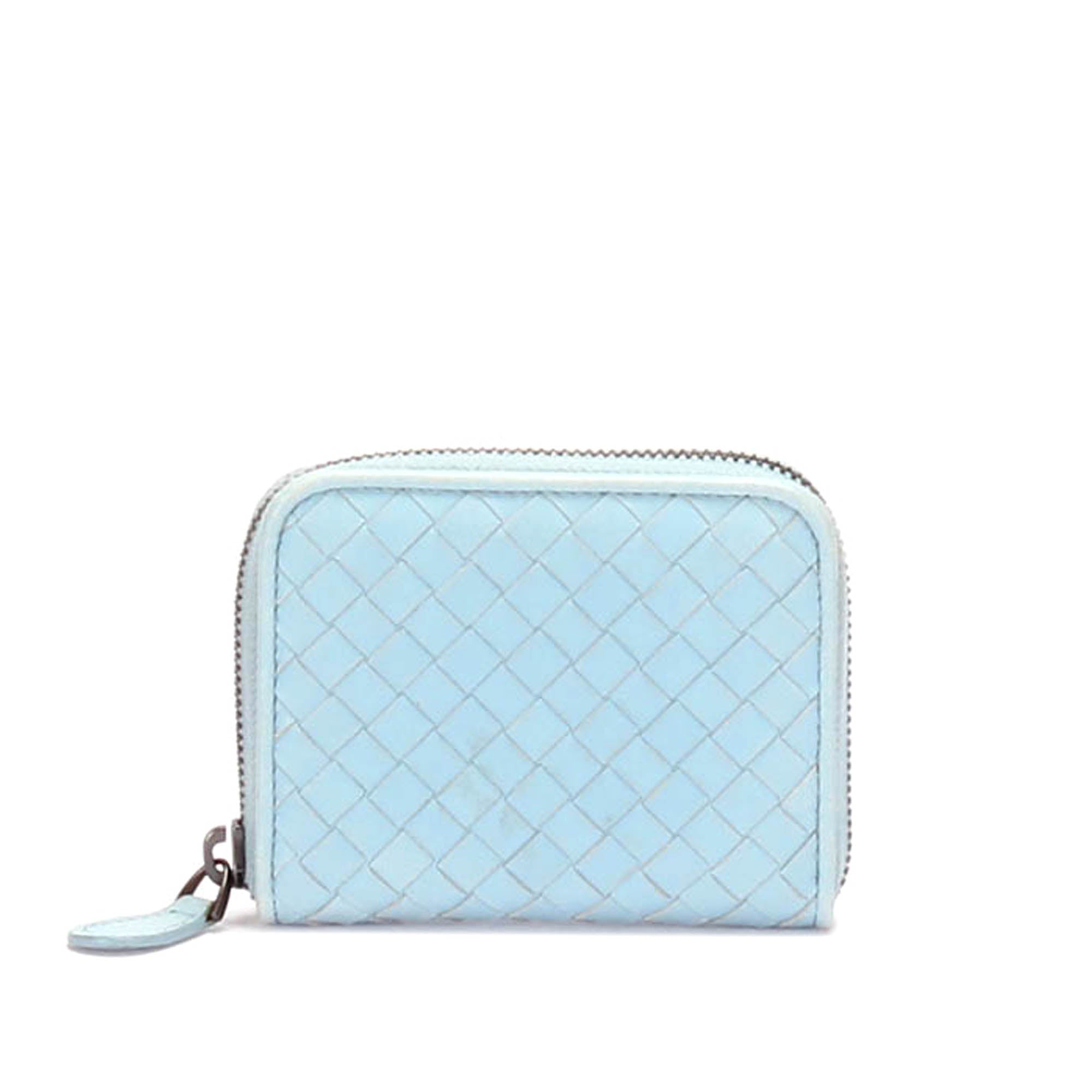 Bottega Veneta Blue Intrecciato Leather Coin Pouch