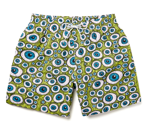 Boardies X FOS Green Eyeball Mid Length Shorts