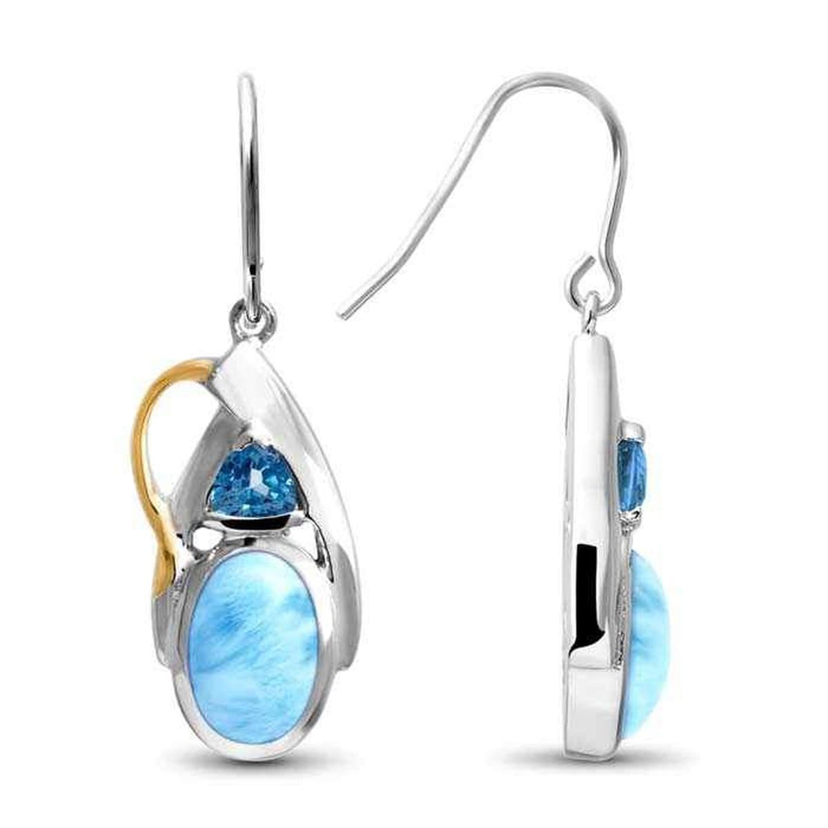 Lena Earrings - Elena00-00-Marahlago Larimar-Renee Taylor Gallery