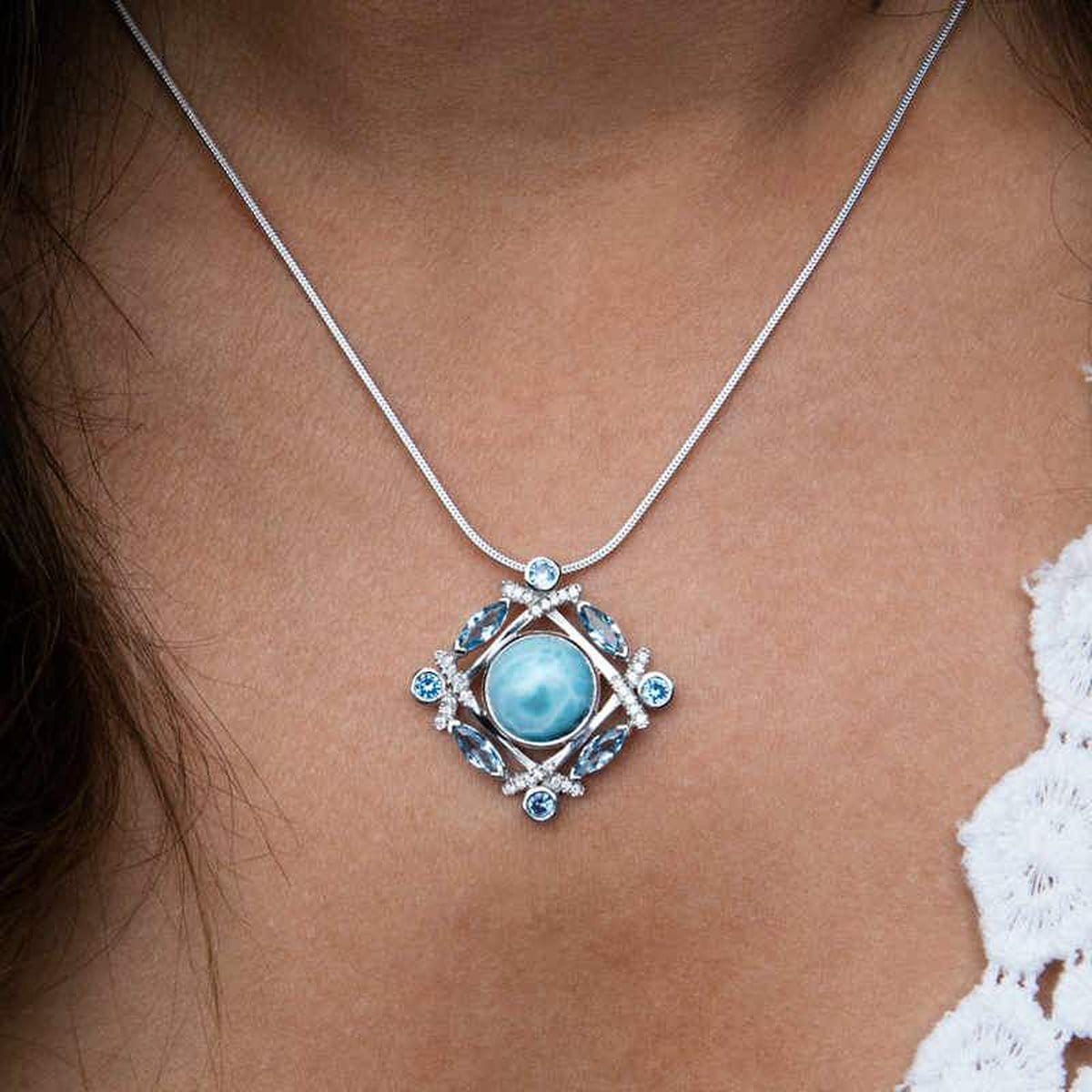 Sakura Necklace - Nsaku00-00-Marahlago Larimar-Renee Taylor Gallery