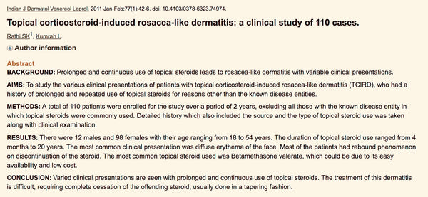 TSW topical steroid use and rosacea like dermatitis
