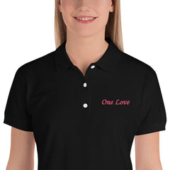 One love Embroidered Women's Polo Shirt