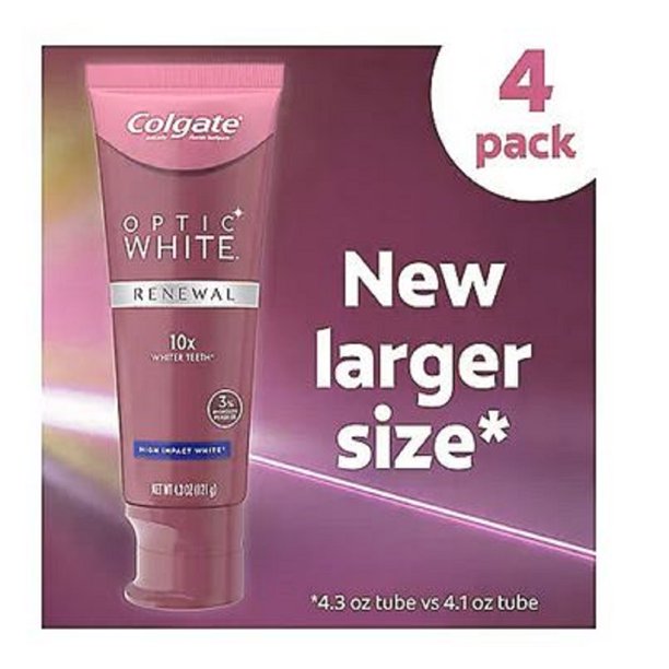 Colgate Optic White Renewal Whitening Toothpaste (4.3 oz., 4 pk.)