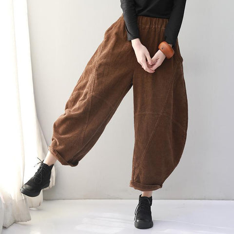 Retro Plus Size Corduroy Harem Pants