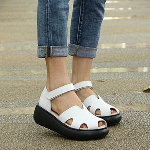 Women Summer Sandals Casual White Wedge Heel Shoes