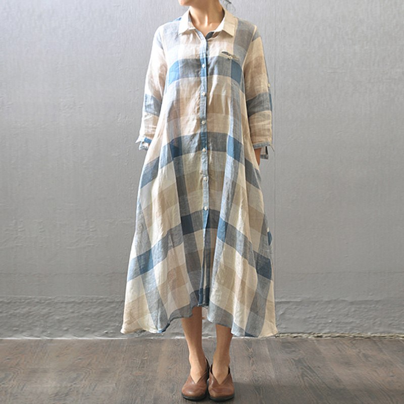 cotton linen shirt dress