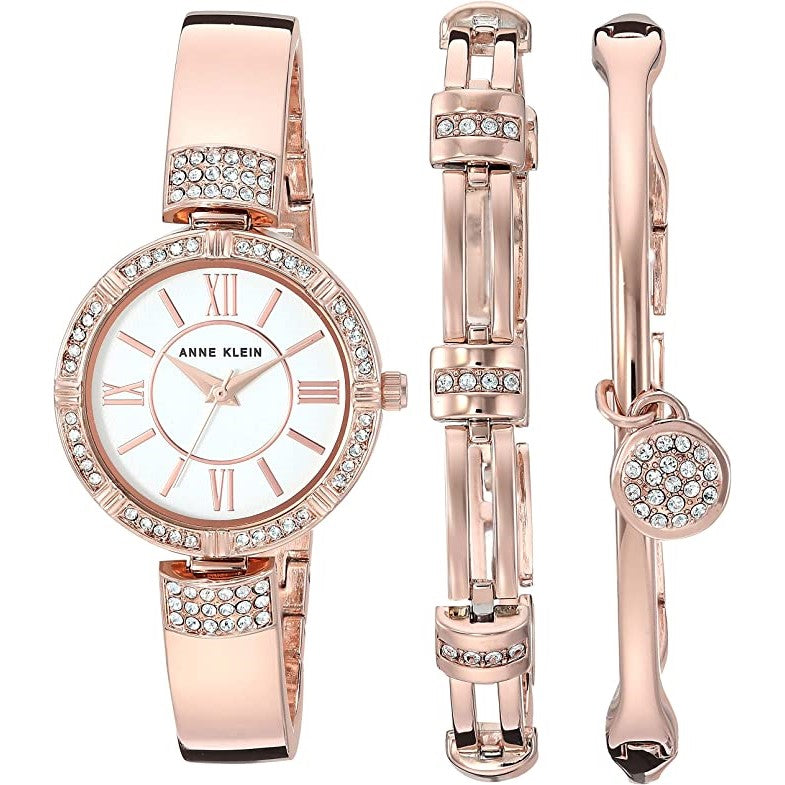 anne klein women's swarovski crystal accented bracelet watch