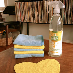 microfiber cleaning cloths with Absolute Green multipurpose spray