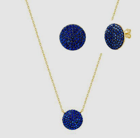 Set Disc Dorado y Circonias Azul