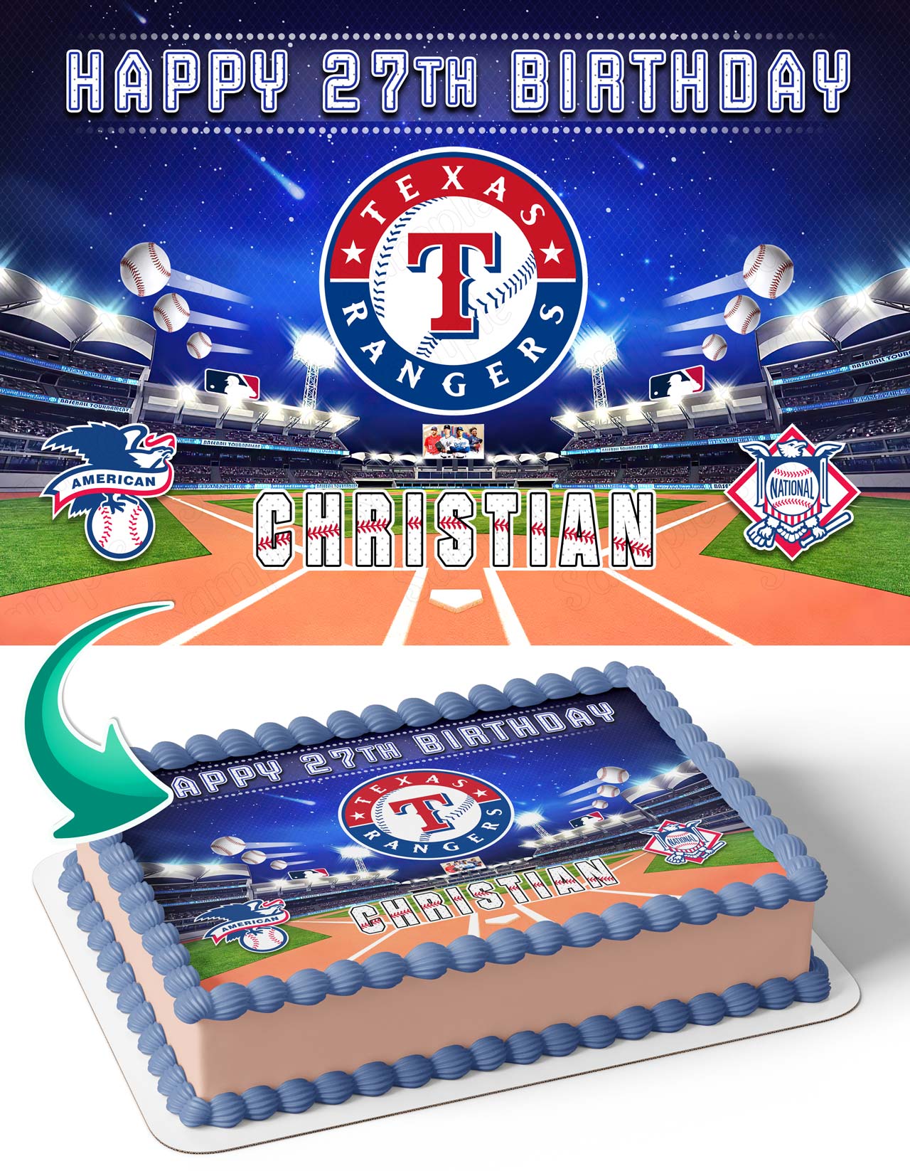 Texas Rangers Baseball Edible Cake Toppers Ediblecakeimage