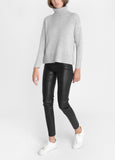 Side Zip Roll Neck Sweater - Silver Grey Marl