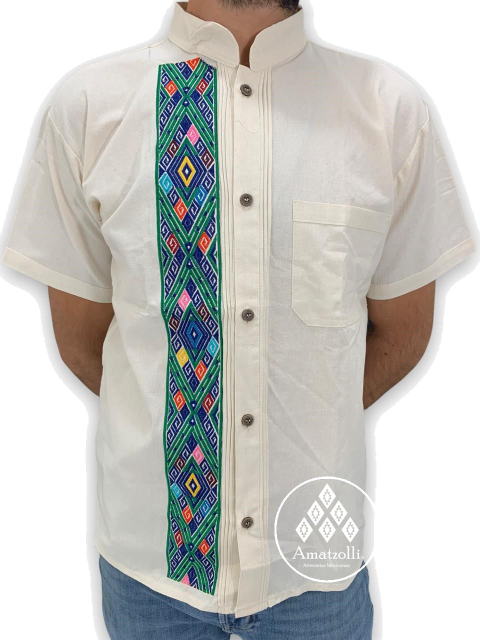 máquina de coser Remo agricultores Guayabera Camisa Bordada Mexicana modelo Mariano – Amatzolli®