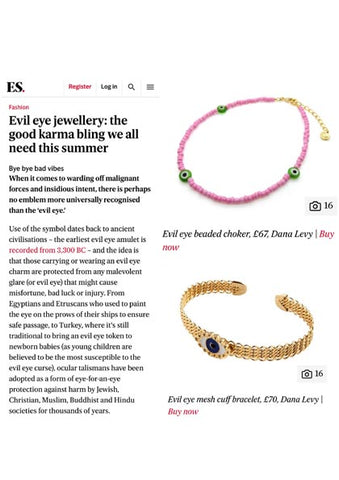 Evening Standard featuring Dana Levy Evil Eye Jewellery